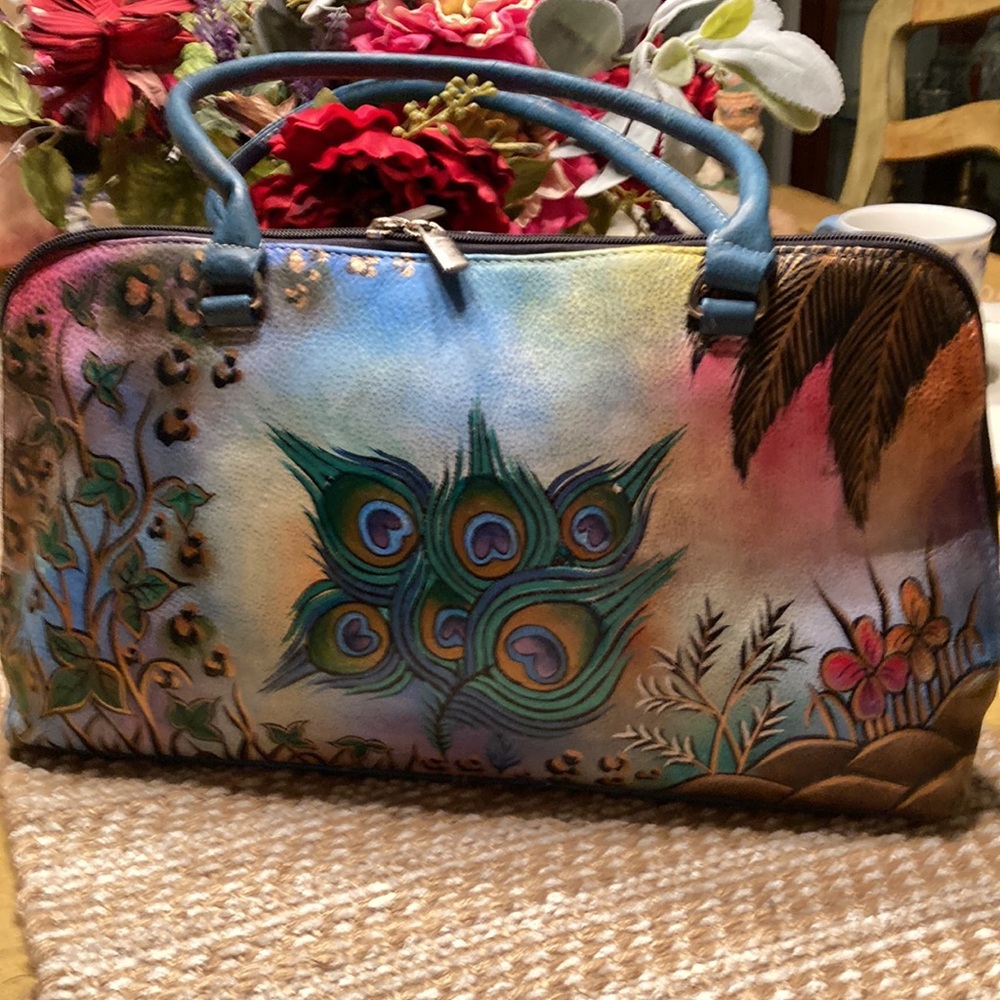 Hand-Painted Multicolor Leather Bag - Picture 1 of 16